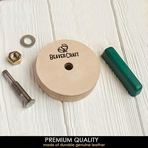 BeaverCraft Knife Sharpening Wheel 7cm PW1 - Buffing Wheel and Polishing Stropping Compound for Knives, Chisels, Woodworking Carving Tools - Image 4