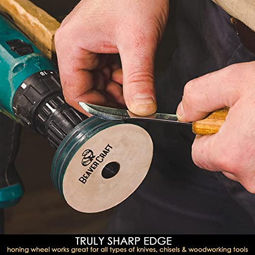 BeaverCraft Knife Sharpening Wheel 7cm PW1 - Buffing Wheel and Polishing Stropping Compound for Knives, Chisels, Woodworking Carving Tools - Image 2