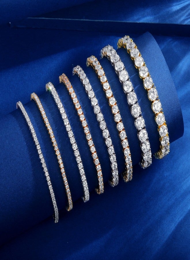 Gemsme 2.0MM Tennis Bracelet for Women and Men，18K White/Yellow Gold Plated Round 2mm Cubic Zirconia Classic Tennis Bracelet, 6.5 Inch, Cubic Zirconia - Image 3