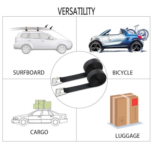 XSTRAP STANDARD Cam Buckle Straps 6PK 8FT Powersports Tie-Downs 1-Inch Black Lashing Straps with Carry Bag, for Securing Cargo, Luggage, Motorcycles, Kayak - Image 3