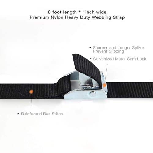 XSTRAP STANDARD Cam Buckle Straps 6PK 8FT Powersports Tie-Downs 1-Inch Black Lashing Straps with Carry Bag, for Securing Cargo, Luggage, Motorcycles, Kayak - Image 2