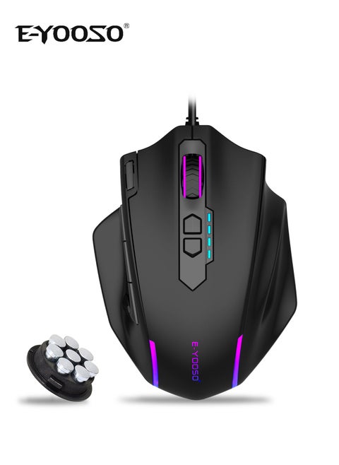 X-41 Wired Large Gaming Mouse, Big Gamer Mouse with Rapid Fire Button, 5 Side Buttons, 12400 DPI, 5 Backlit Modes, 11 Programmable Macro Shortcuts, Adjustable Weights, Comfort Grip for Window