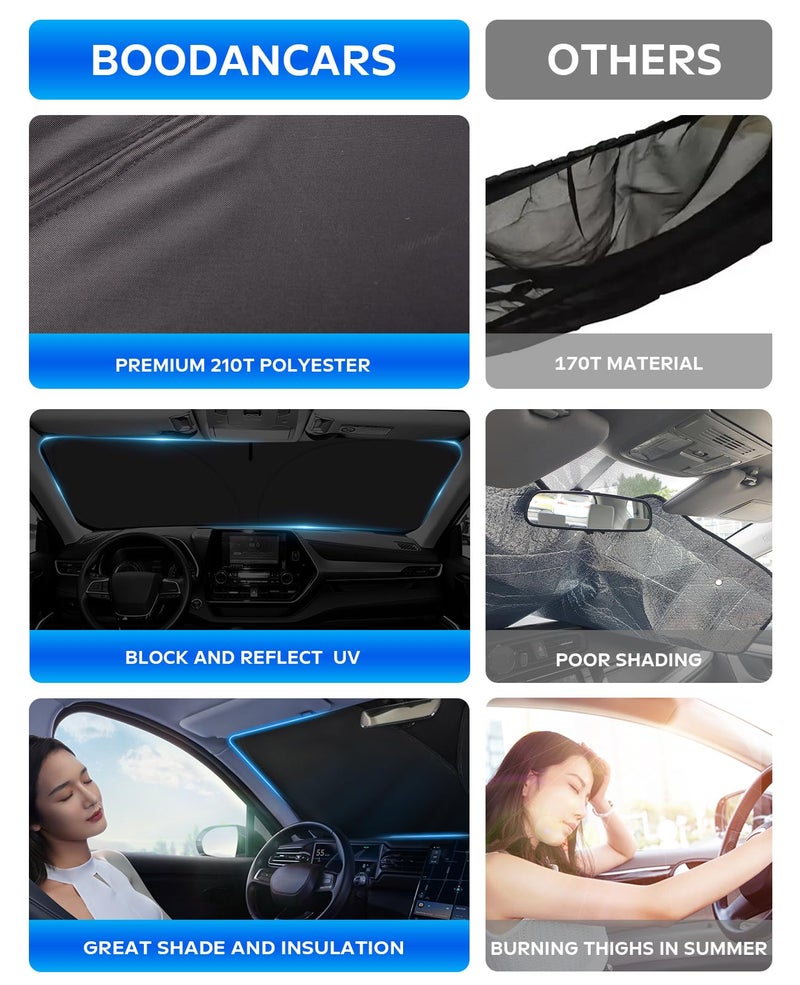 BOODANCARS for 2026 Ranger Windshield Sunshade Window Sun Shade for 2019-2025 Ford Ranger XL/XLT Windshield Cover Custom-fit Foldable Sun Shield Protector Block UV Ray Car Accessories - Image 4