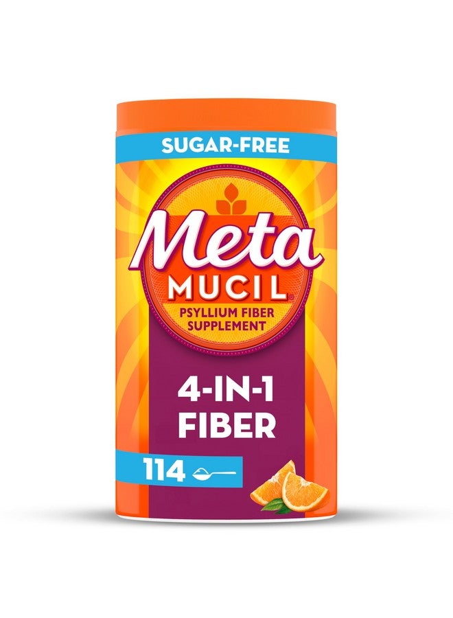 Metamucil 4 in 1 Daily Fiber Supplement Powder, Fiber Powder for Digestive Health and Regularity*, Sugar-Free, Orange, Naturally Sourced Psyllium Fiber, 114 teaspoons - Image 1