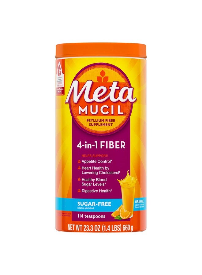 Metamucil 4 in 1 Daily Fiber Supplement Powder, Fiber Powder for Digestive Health and Regularity*, Sugar-Free, Orange, Naturally Sourced Psyllium Fiber, 114 teaspoons - Image 2