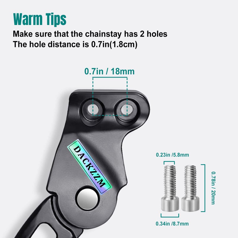 DACKZZM Bike Kickstand, 18mm Bicycle Kickstands for Mountain Bike, Rear Mount Bike Kick Stand Fit 24inch 27.5in Adult Bike, Mountain Bike Kickstand Suit for Road Bike/MTB/BMX/E-Bike ( Hole Spacing 18mm ) - Image 3