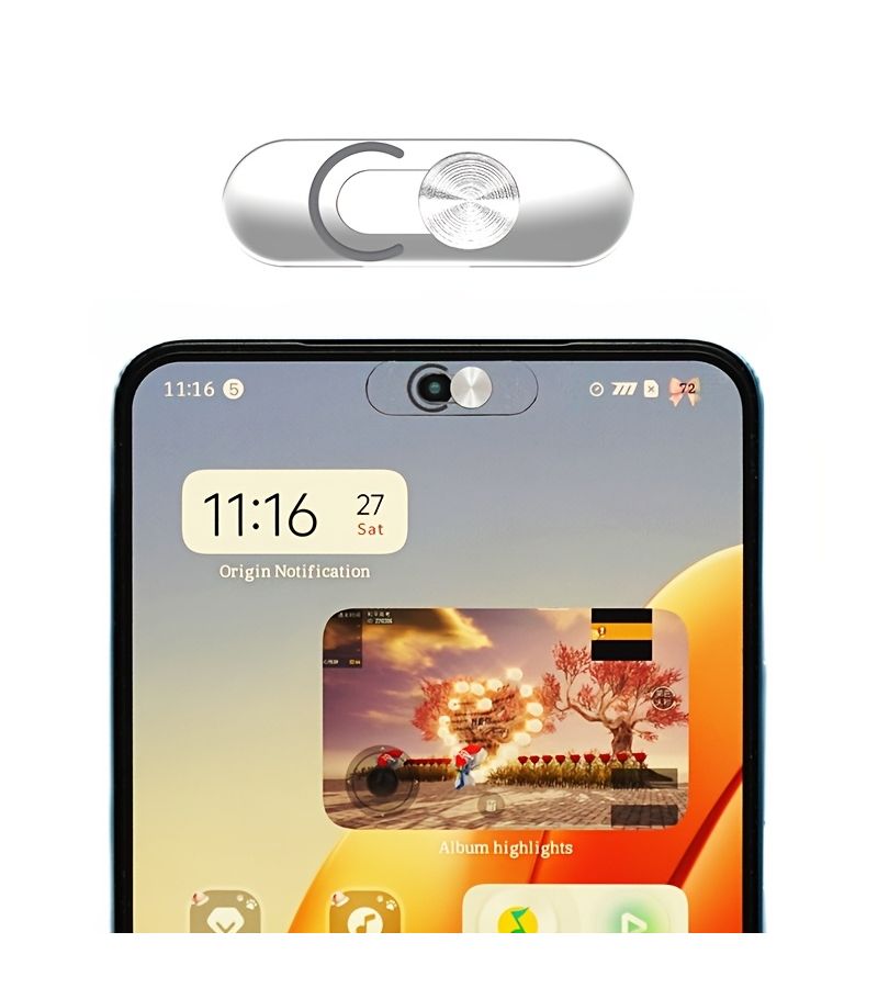 Silvery 1pack Anti Peep Phone Camera Cover Shutter Sticker Privacy Protection - Image 1