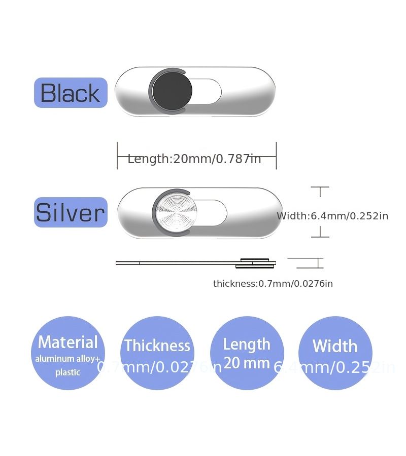 Silvery 1pack Anti Peep Phone Camera Cover Shutter Sticker Privacy Protection - Image 5