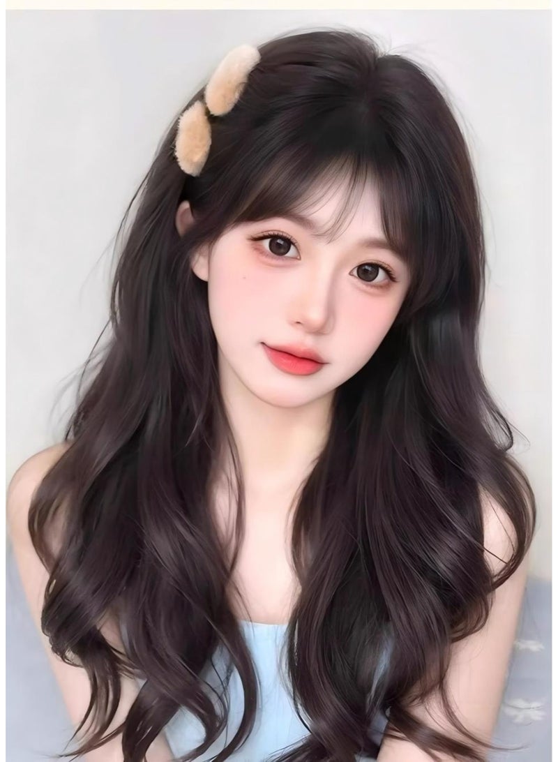 Long Wig for Women Natural Water Wave Middle Part Heat Resistant Synthetic Fiber Wig Curly Hair for Daily Dating Family Gathering Party Comfortable and natural design （68cm） - Image 4