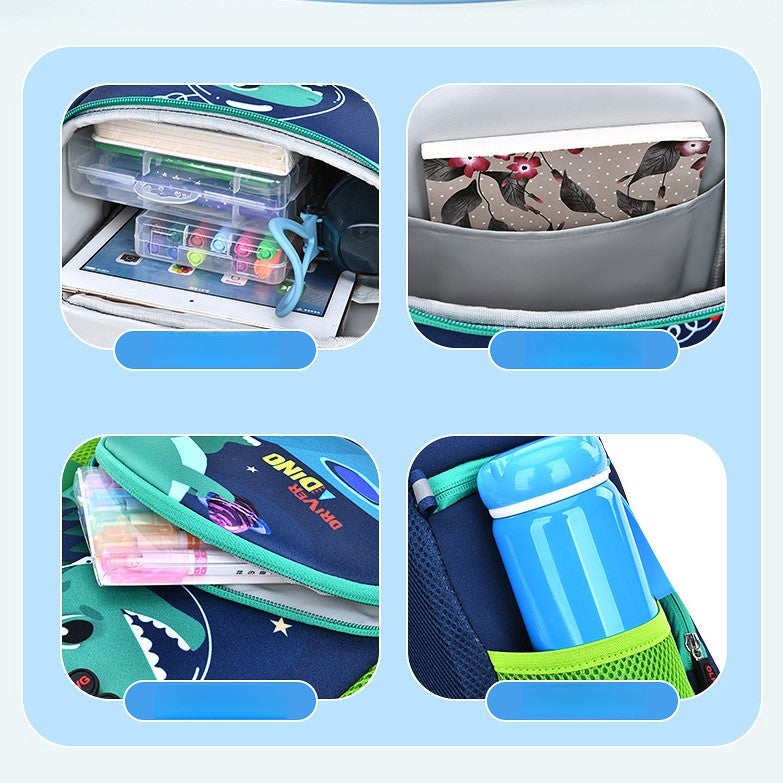 Kids Backpack Dinosaur Design 3-5 Years, School Supplies Large Capacity Waterproof Reflective Wear-Resistant Lightweight Spine-Protective Kindergarten Bag - Image 5