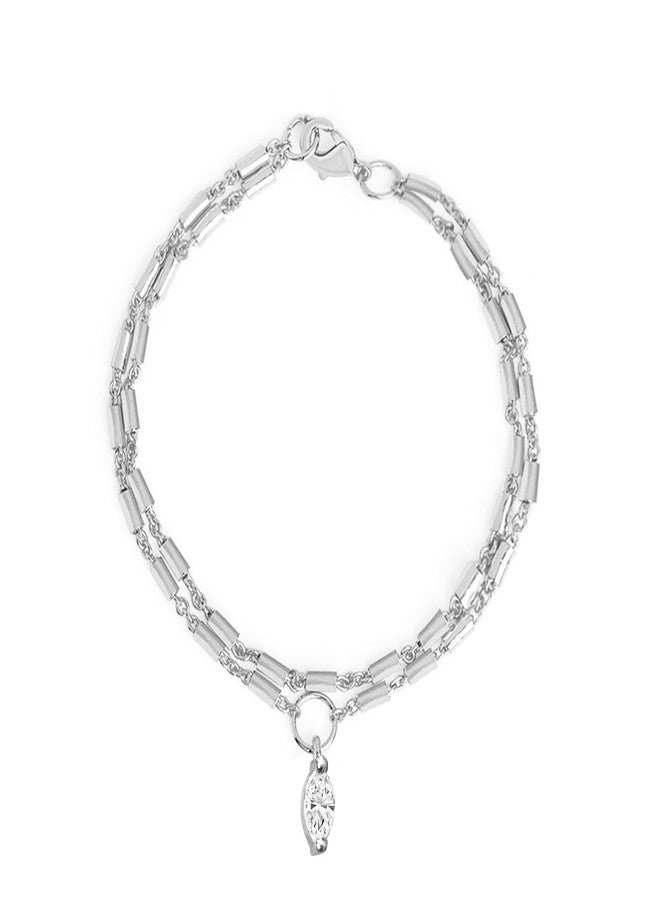 مينوتيا سوار مينوتيا للنساء والفتيات مطلي بالفضة ومرصع بالكريستال_MNT0375MD_S - Image 1