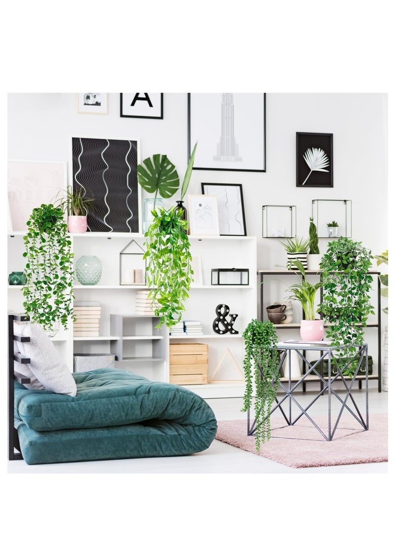 Coolchic Fake Hanging Plants 4 Pack Artificial Hanging Plants Fake Potted Plants, Hanging Eucalyptus, Peals, Mandala, Pea Pod for Wall Shelf Decor Patio Garden Indoor Outdoor - Image 2