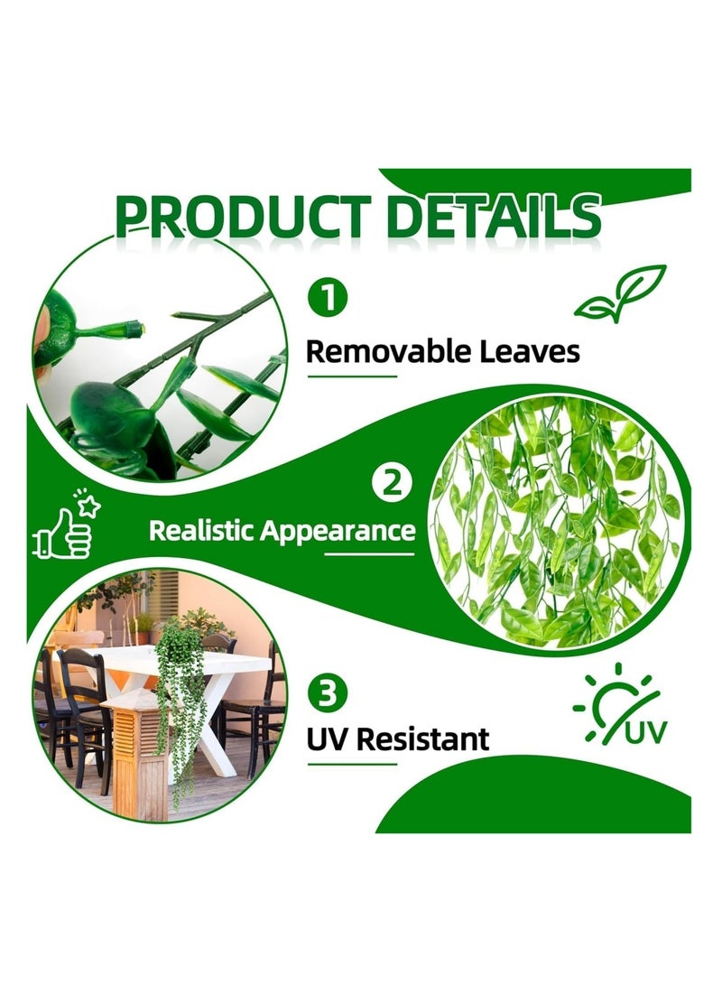 كوول تشيك مجموعة من 4 نباتات صناعية معلقة، نباتات صناعية معلقة في أصص، أوكالبتوس معلق، وقشور، وماندالا، وبذور بازلاء، لتزيين رفوف الحائط، والحديقة، والداخلية، والخارجية - Image 4