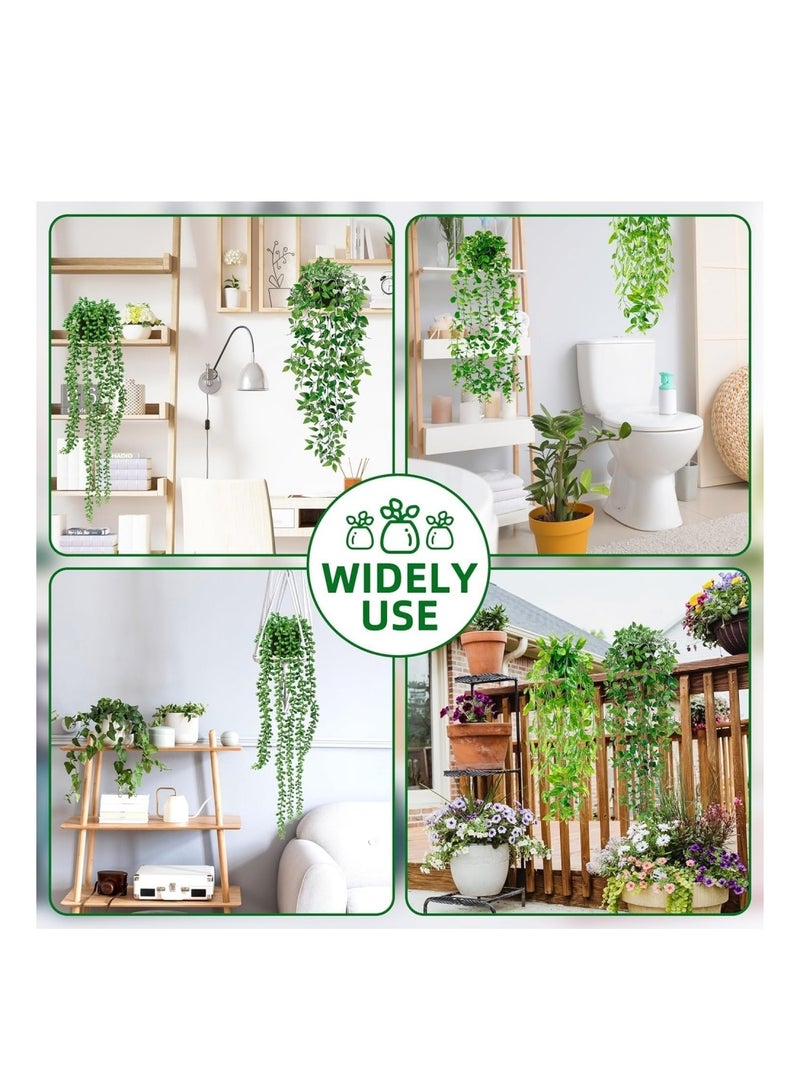 كوول تشيك مجموعة من 4 نباتات صناعية معلقة، نباتات صناعية معلقة في أصص، أوكالبتوس معلق، وقشور، وماندالا، وبذور بازلاء، لتزيين رفوف الحائط، والحديقة، والداخلية، والخارجية - Image 5