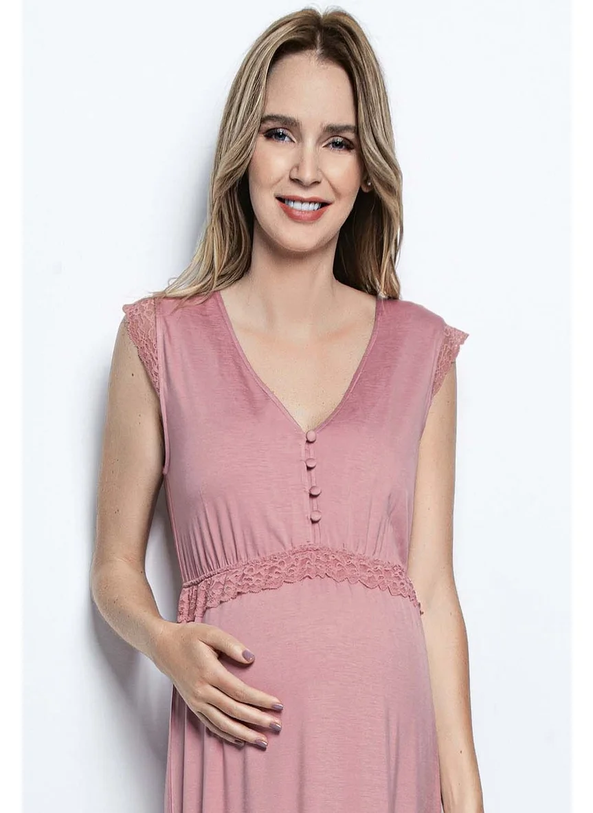 موناميسي 18447 Pregnant Maternity Nightgown-Pink