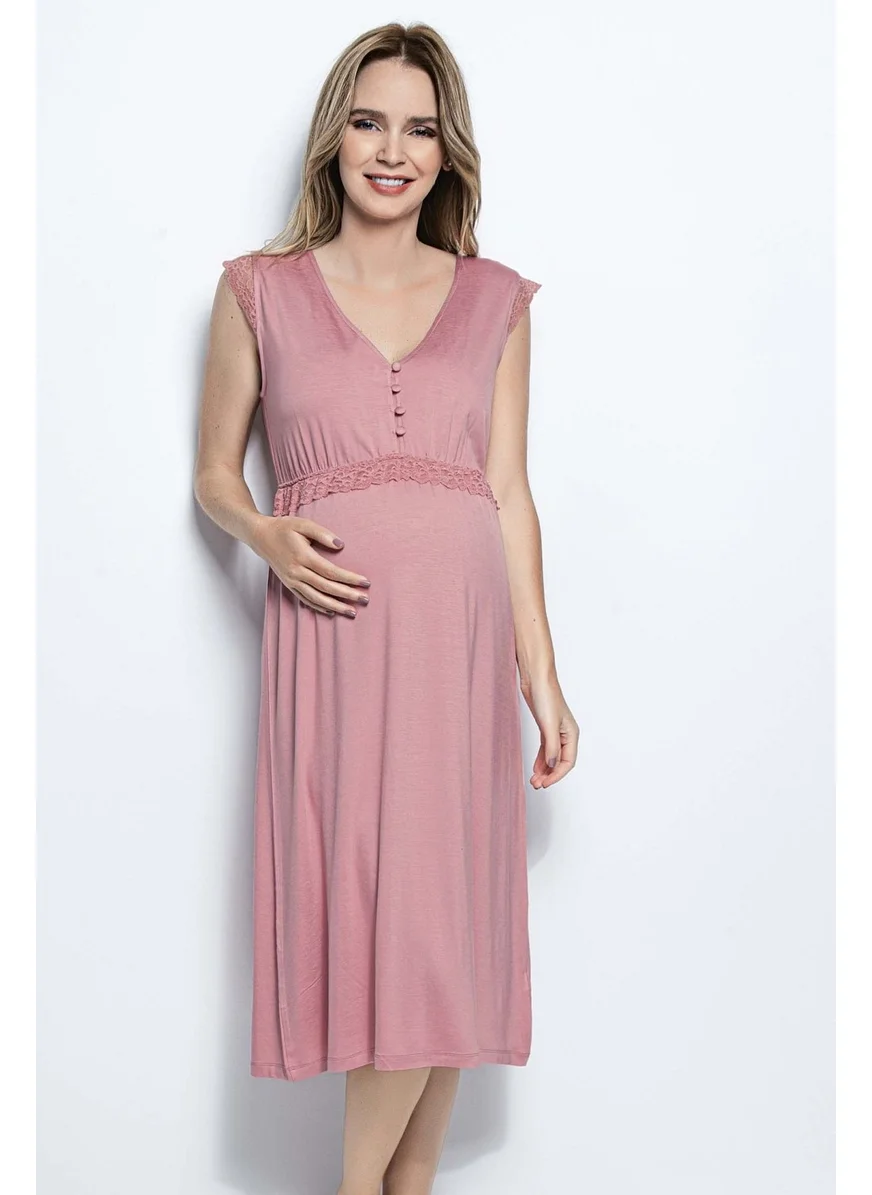 موناميسي 18447 Pregnant Maternity Nightgown-Pink