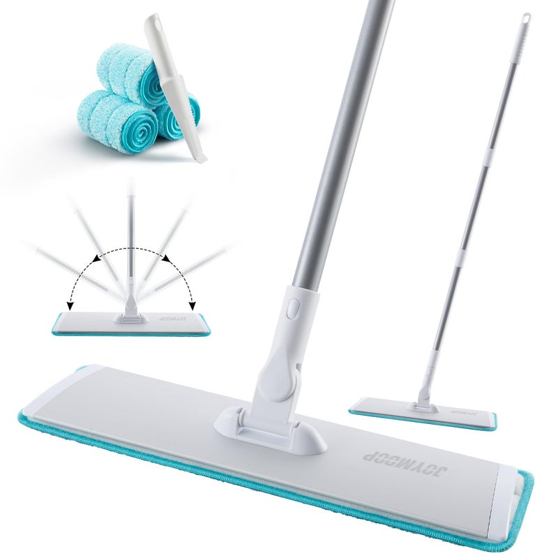 JOYMOOP 18 Inch GreyWhite Microfiber Dust Mop for Hardwood Floors Heavy Duty Industrial Wet Dry Mop with Telescopic Handle Includes 3 Mop Pads - Image 2