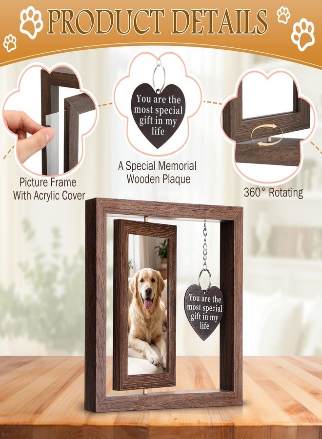 Novabright Pet Memorial Gift Set Wooden Pet Remembrance Keepsake 4 x 6 Picture Frame, Paw Print Bracelet, Ashes Necklace, Glass Hair Jar, Hair Keychain Sympathy Gift for Loss of Cat Dog Lovers - Image 3