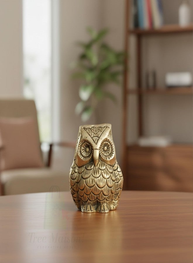 TREE MAISON CORONATING HOMES Small Brass Vaastu Owl | Size - 2.5 Inch (Approx) | Weight Of 1 Owl - 260G (Approx) | Home Decor | Feng Shui | Vastu Shastra Remedies | Owl Statue for Good Luck |Pack of 2 - Image 3