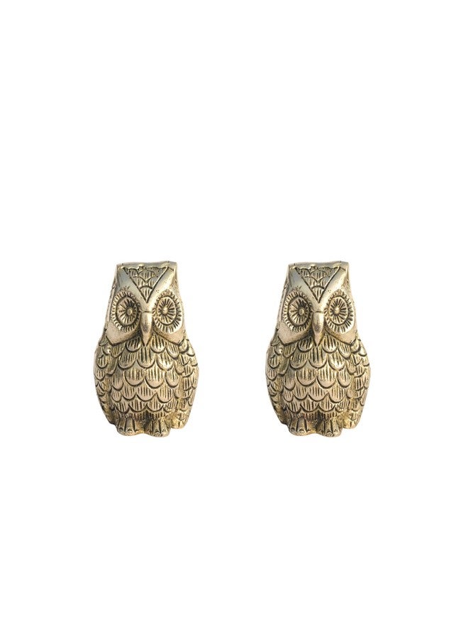 TREE MAISON CORONATING HOMES Small Brass Vaastu Owl | Size - 2.5 Inch (Approx) | Weight Of 1 Owl - 260G (Approx) | Home Decor | Feng Shui | Vastu Shastra Remedies | Owl Statue for Good Luck |Pack of 2 - Image 1
