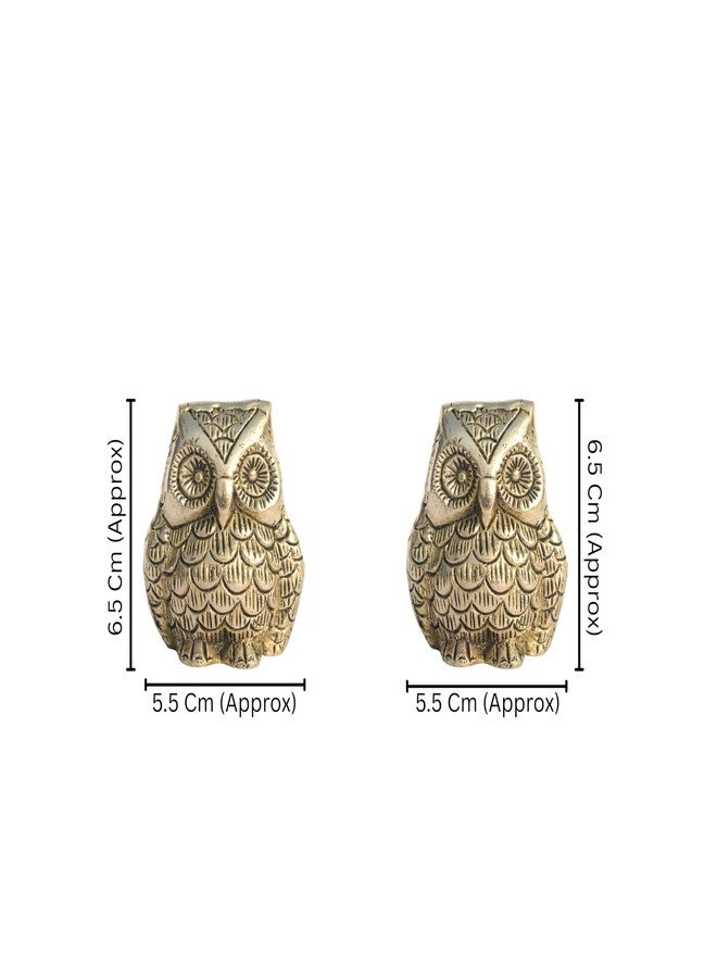 TREE MAISON CORONATING HOMES Small Brass Vaastu Owl | Size - 2.5 Inch (Approx) | Weight Of 1 Owl - 260G (Approx) | Home Decor | Feng Shui | Vastu Shastra Remedies | Owl Statue for Good Luck |Pack of 2 - Image 2