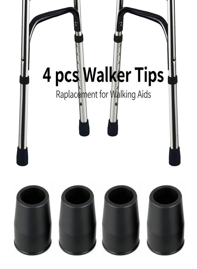 Hauscher Rubber 4 pcs Walker Tips 1 1/8'' Heavy Duty, Replacement Tips for Walkers, Commodes, Shower Chairs, Walking Sticks, Canes Legs, Cane Tips (Black) - Image 2
