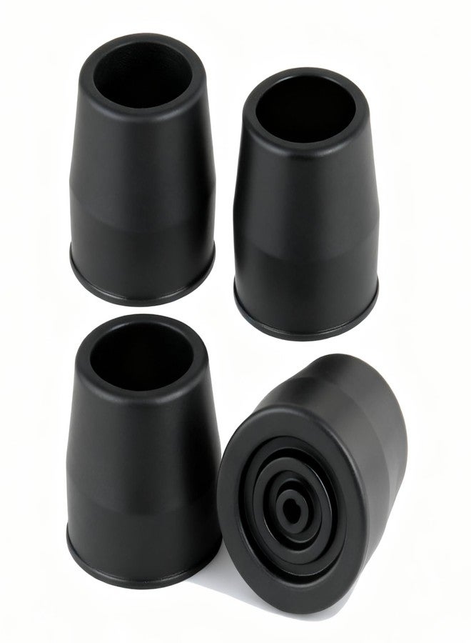 Hauscher Rubber 4 pcs Walker Tips 1 1/8'' Heavy Duty, Replacement Tips for Walkers, Commodes, Shower Chairs, Walking Sticks, Canes Legs, Cane Tips (Black) - Image 1