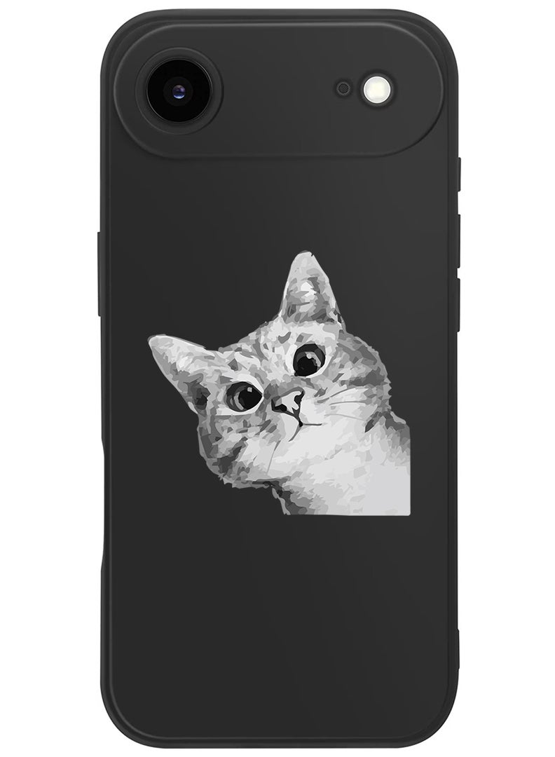 Theodor Protective Slim Fit Case Liquid Silicone Cover with Full Body Protection Anti-Scratch Shockproof Case For Apple iPhone 17 Air (Black) Cat Peep - Image 1
