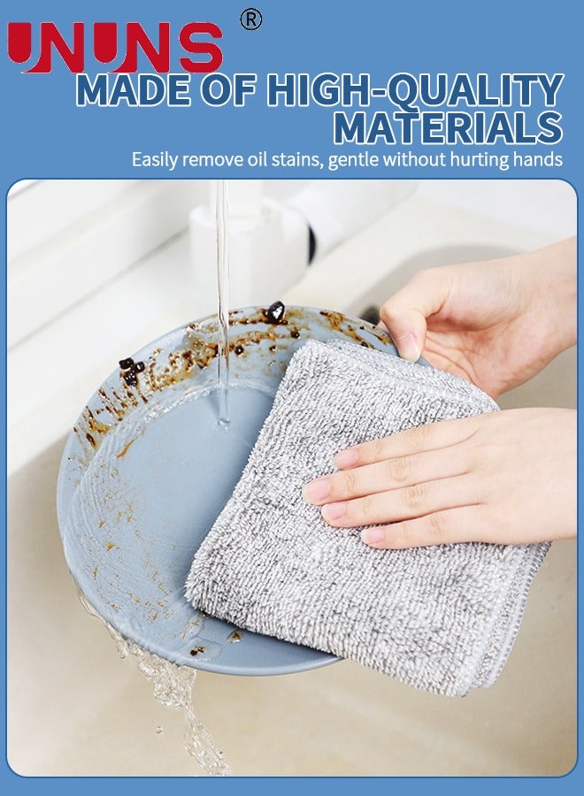 UNUNS Microfiber Cleaning Cloth,10 Pcs Kitchen Rags,High Absorbent Towels,Reusable Dish Cloth,Cleaning Cloth For Dishes,Quick-Drying Bath Clean Towels,Rags For Cleaning Home Car,Grey 25x25cm  - Image 4