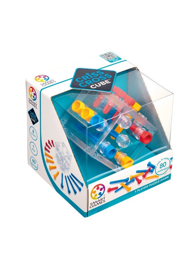 Criss Cross Cube 3D Puzzle Game - Brainteaser With 80 Challenges For Ages 8 - Adult