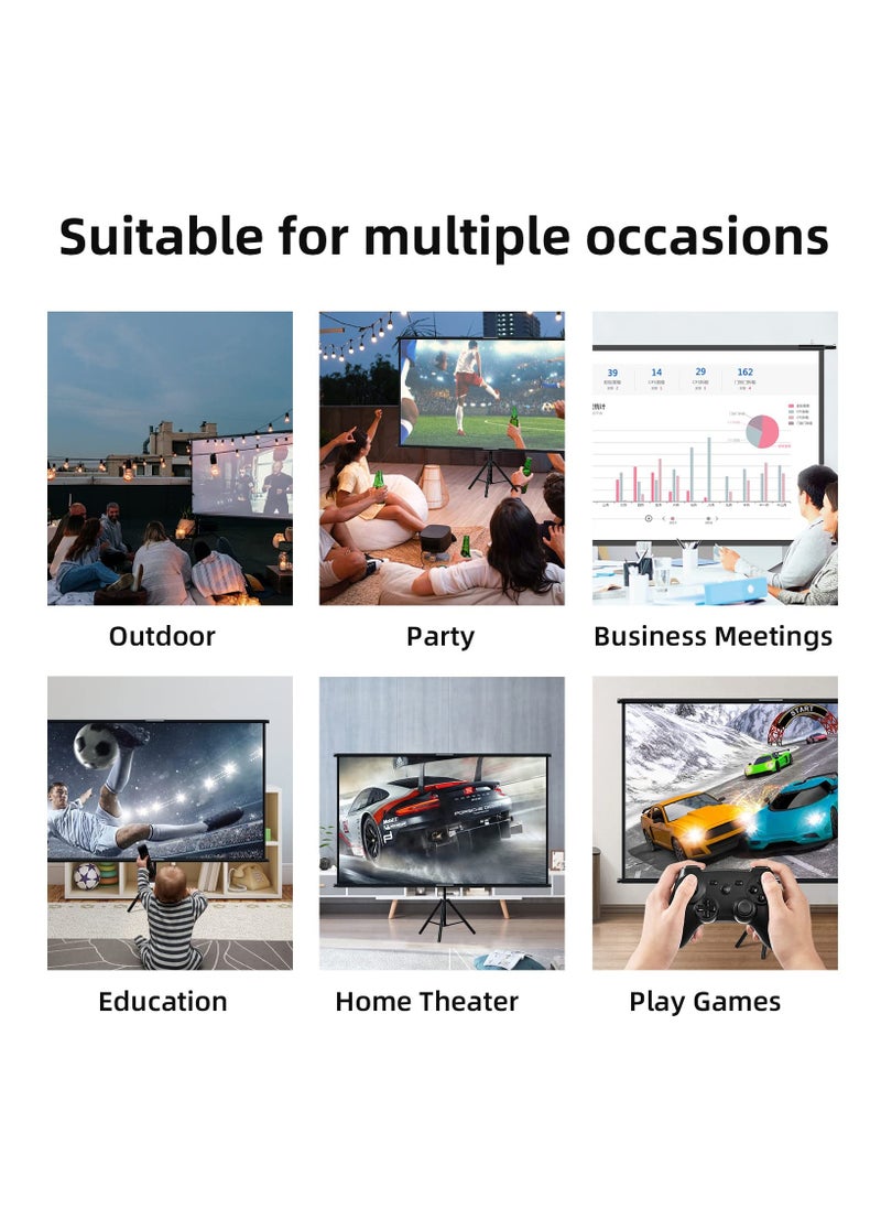 Projector Screen with Stand 100 inch Indoor Outdoor Projection Screen, Portable 16:9 4K HD Movie Screen with Carry Bag Wrinkle-Free Design