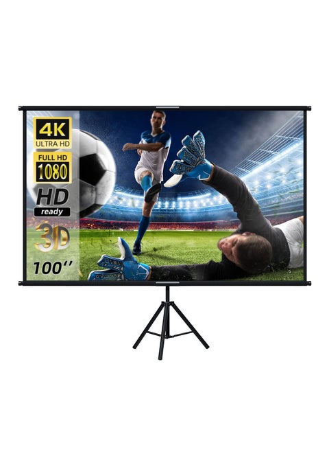 Projector Screen with Stand 100 inch Indoor Outdoor Projection Screen, Portable 16:9 4K HD Movie Screen with Carry Bag Wrinkle-Free Design