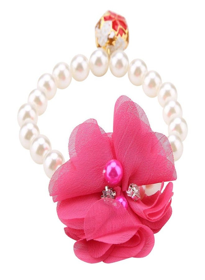 زيروديس طوق زهرة اللؤلؤ للحيوانات الأليفة من زيروديس، طوق مطاطي للقطط والكلاب، قلادة مجوهرات للجراء (لون أحمر وردي) - Image 3