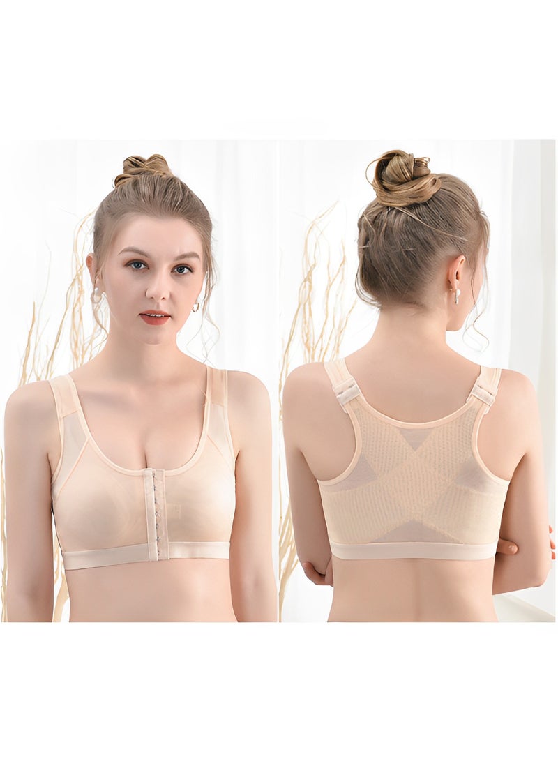 ريوكل حمالة صدر نسائية بإغلاق أمامي وحمالة صدر لتصحيح وضعية الجسم بدون أسلاك مع أكواب مزدوجة الطبقات وحزام عريض تحت الذراع وحزام كتف قابل للتعديل - Image 2