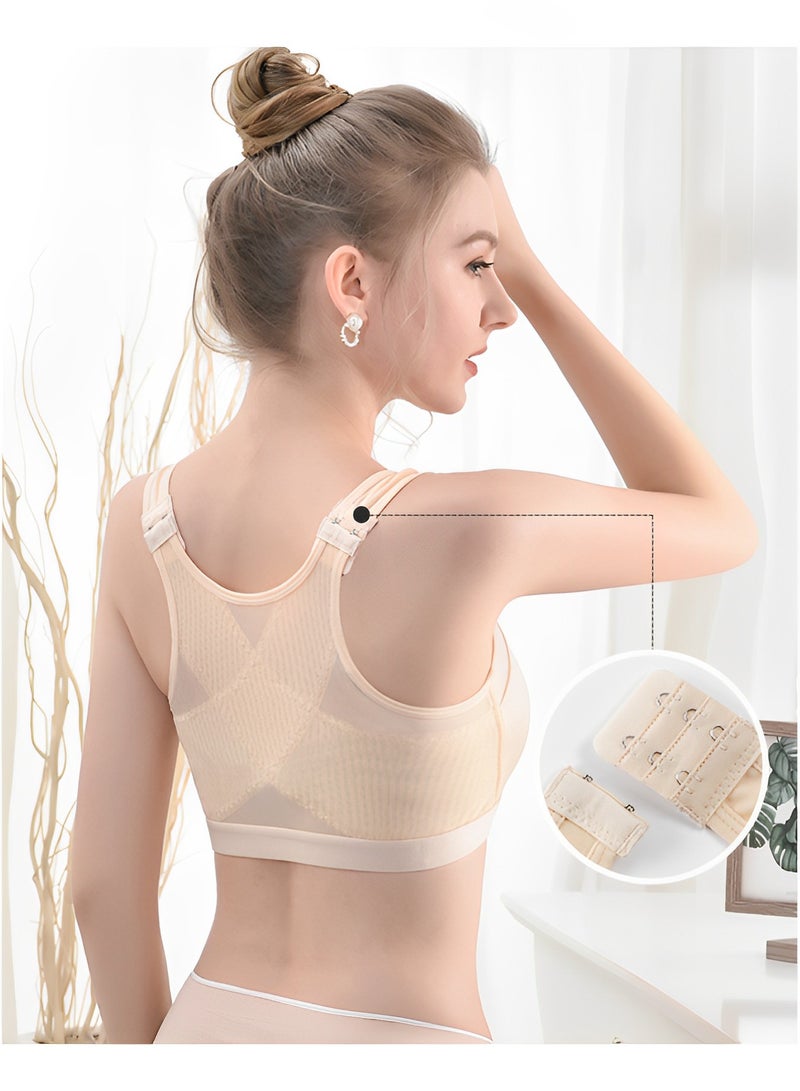 ريوكل حمالة صدر نسائية بإغلاق أمامي وحمالة صدر لتصحيح وضعية الجسم بدون أسلاك مع أكواب مزدوجة الطبقات وحزام عريض تحت الذراع وحزام كتف قابل للتعديل - Image 3