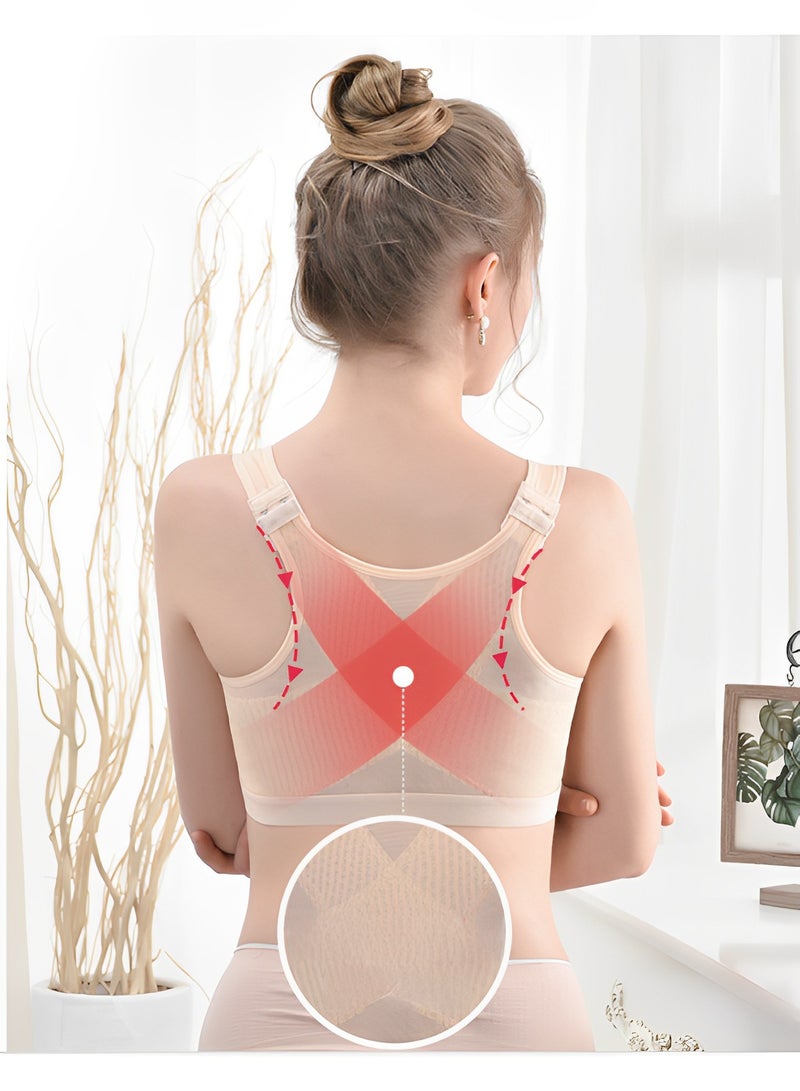 ريوكل حمالة صدر نسائية بإغلاق أمامي وحمالة صدر لتصحيح وضعية الجسم بدون أسلاك مع أكواب مزدوجة الطبقات وحزام عريض تحت الذراع وحزام كتف قابل للتعديل - Image 4