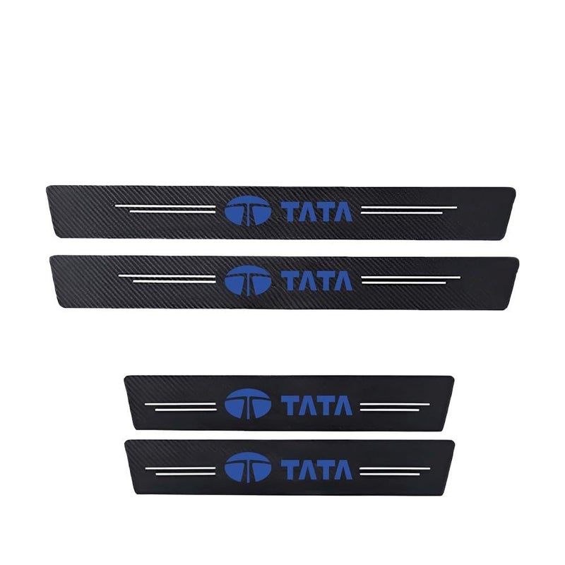 WISKA Silicone Fiber 4Pcs Car Door Strip Carbon Fiber Wrap Sill Anti Scratch Tape For Car Accessories For Tataa Tiago | Tigor | Altroz | Punch | Nexon | Harrier | Safari | Manza | Zest - Image 1