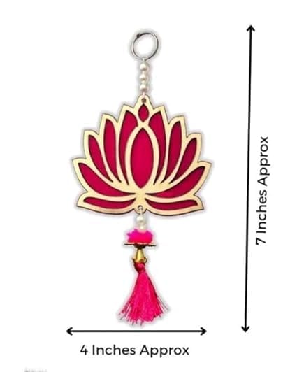 Craftomanic® Handmade Wall Decor Lotus with Hangings for Home Decor,Diwali Decor,Wedding and All Festival Decor | Lotus Hangings for Home Decoration (PINK18) - Image 3