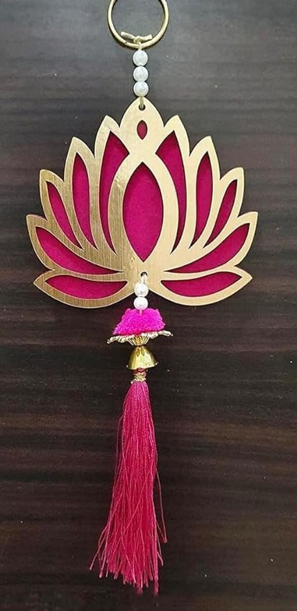 Craftomanic® Handmade Wall Decor Lotus with Hangings for Home Decor,Diwali Decor,Wedding and All Festival Decor | Lotus Hangings for Home Decoration (PINK18) - Image 2