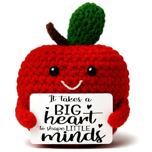 MAMAGIFTREE Teacher Appreciation Gifts Crochet Apple with Big Heart Unique Thank You Gifts for Daycare Kindergarten Preschool Teachers End of Year Back to School Gift for Teacher - Image 1