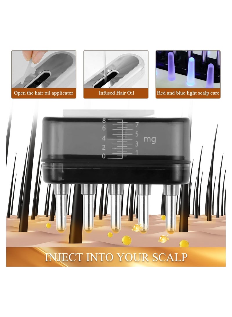 SYOSI جهاز تطبيق زيت الشعر الكهربائي مع ضوء أحمر، مشط تطبيق لفروة الرأس، 3 في 1 مشط تدليك لفروة الرأس، فرشاة تدليك لفروة الرأس قابلة للإزالة لتطبيق الزيت لفروة الرأس مع مطاط ناعم للنساء والرجال - Image 2