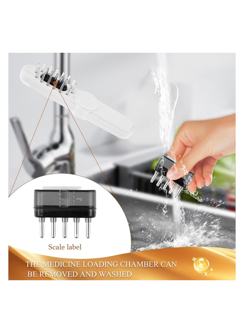 SYOSI جهاز تطبيق زيت الشعر الكهربائي مع ضوء أحمر، مشط تطبيق لفروة الرأس، 3 في 1 مشط تدليك لفروة الرأس، فرشاة تدليك لفروة الرأس قابلة للإزالة لتطبيق الزيت لفروة الرأس مع مطاط ناعم للنساء والرجال - Image 4