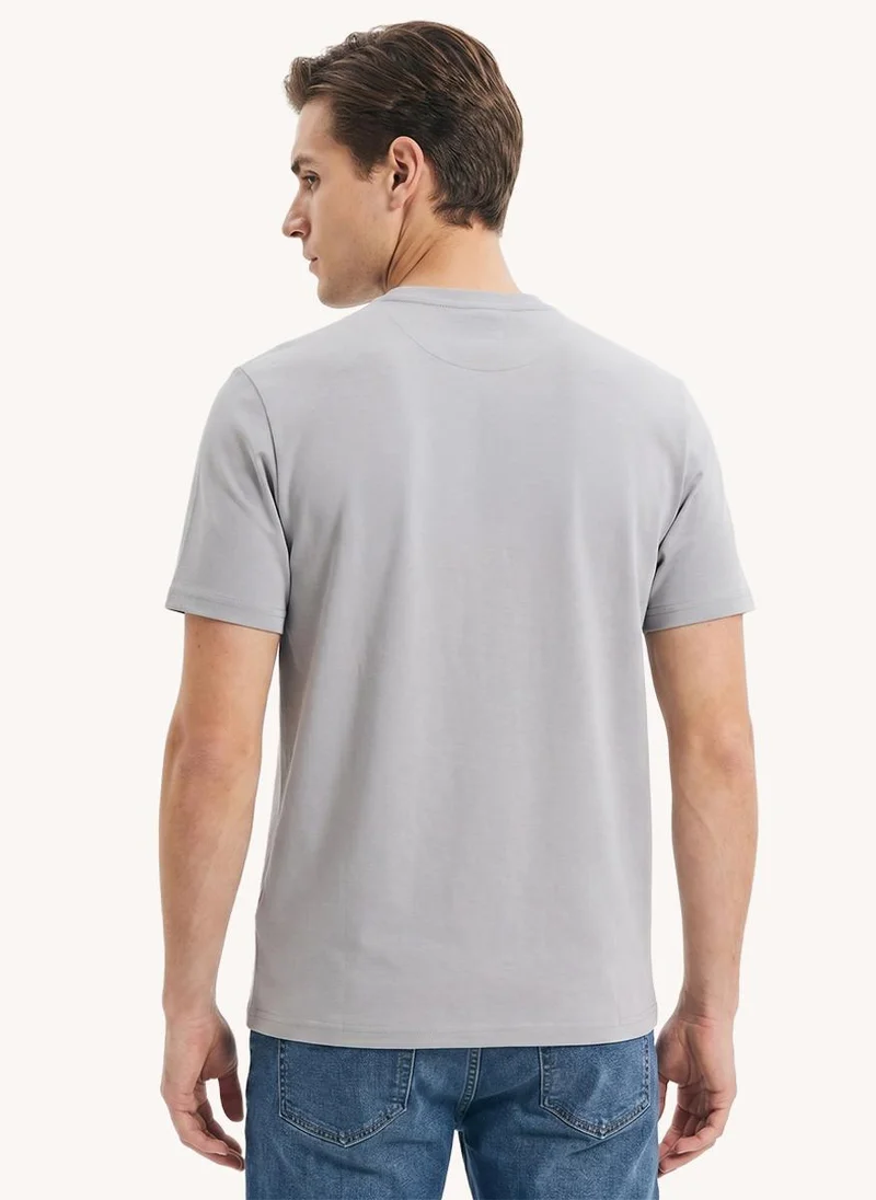 Nautica  Men Regular Fit Short Sleeve Embroidered T-Shirt for Everyday Casual Wear-Grey for Men | Best Price UAE