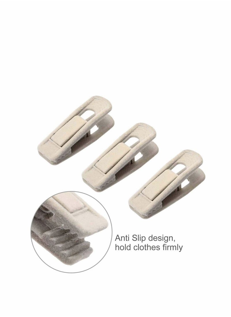 Y&D Velvet Hangers Clips, 20 Pcs Beige Pants Ivory Strong Finger Flocked Clips Perfect for Use with Slim-line Clothes  - Image 4