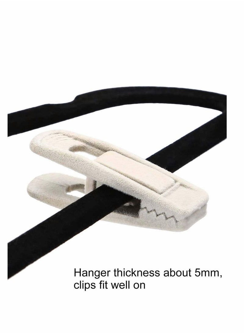 Y&D Velvet Hangers Clips, 20 Pcs Beige Pants Ivory Strong Finger Flocked Clips Perfect for Use with Slim-line Clothes  - Image 2