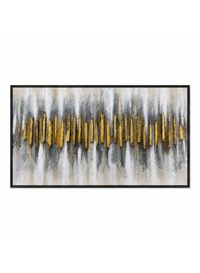 لوحة جدارية فاخرة تجريدية 120×60 سم بتصميم ذهبي وأسود ثلاثي الأبعاد مع إطار معدني لديكور غرفة المعيشة والمكتب والفندق - Image 2