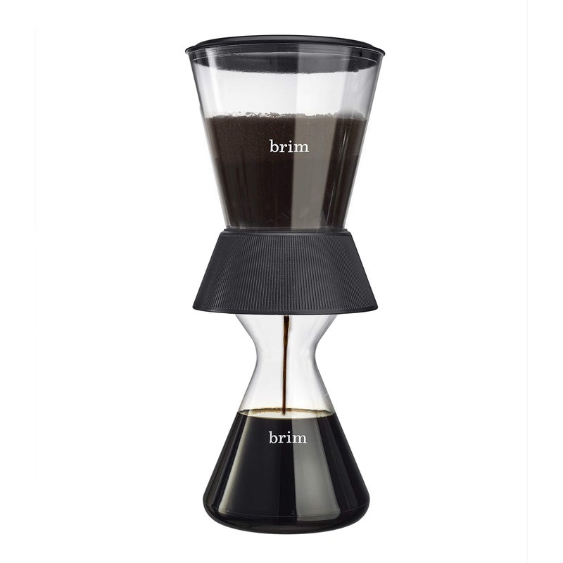 brim brim Cold Brew Coffee Maker with Smart Valve System 15 L Glass Decanter and 25 L Brewing Container with 2 Reusable Felt Filters and Easy Grab Lids 