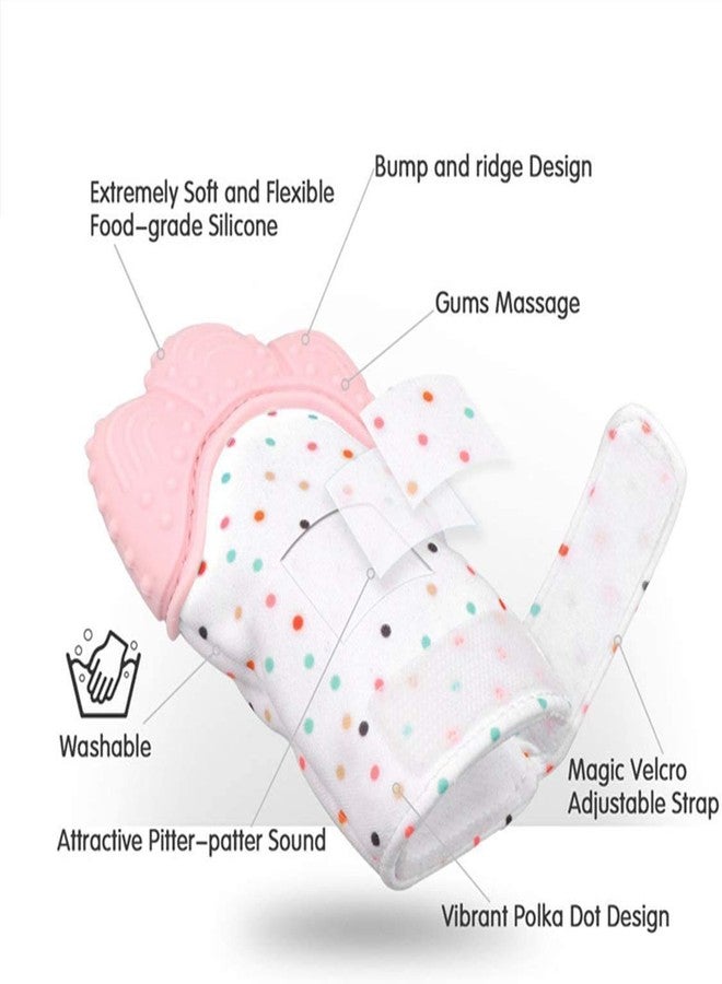 FAGVA Cute Printed Easy Infant Teething Mittens Food Grade Silicone Self Soothing Teether Gloves Toy for New Born Babies, Pain Relief Munching Mitts for Baby Boys & Girls 1 Pair,Multicolor - Image 5