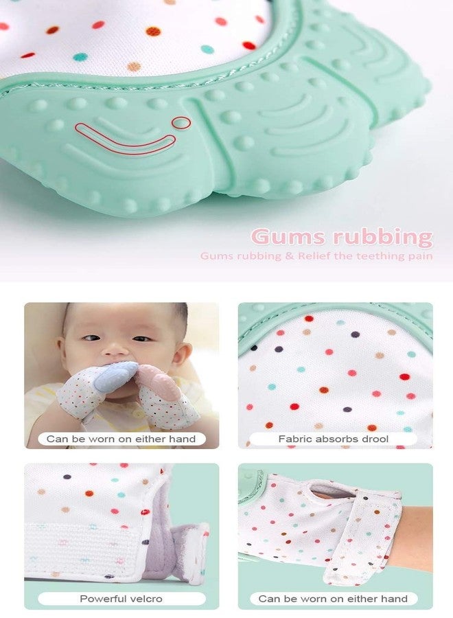 FAGVA Cute Printed Easy Infant Teething Mittens Food Grade Silicone Self Soothing Teether Gloves Toy for New Born Babies, Pain Relief Munching Mitts for Baby Boys & Girls 1 Pair,Multicolor - Image 3