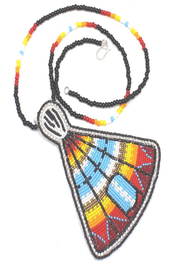 BeadsCorner Handmade Beaded Tepee Necklace and Earrings Set, 17 Inch Drop, Multicolor with Czech Beads (Black Blue Fire) - Image 2